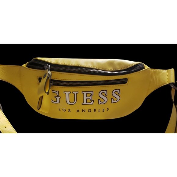 Rare - Yellow Guess Los Angeles Logo Belt Bag Crossbody Adjustable Strap - Picture 3 of 16